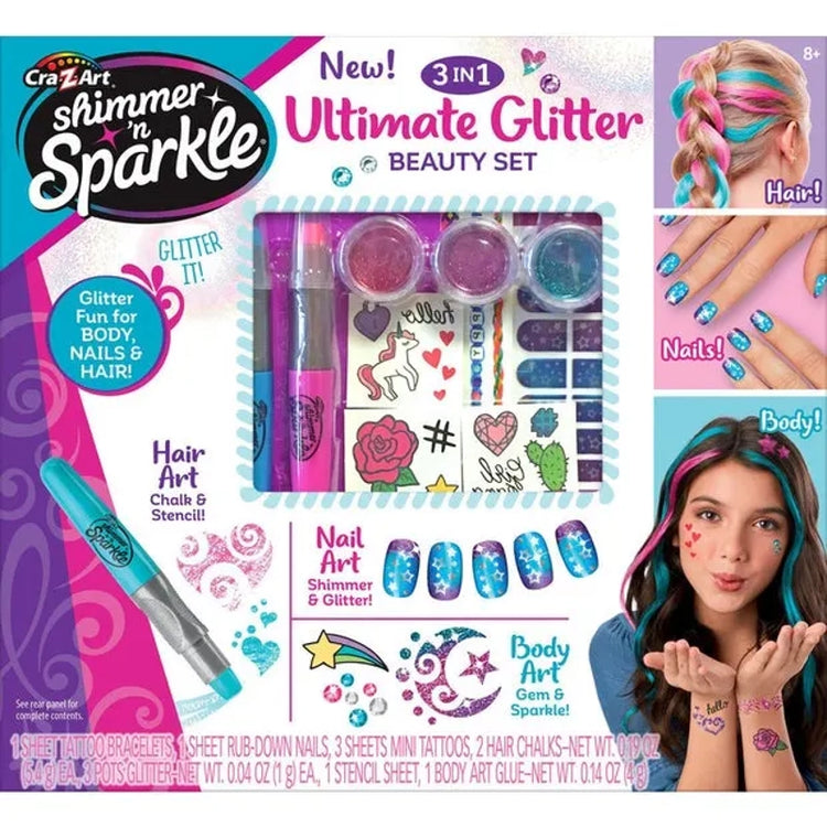 Shimmer 'n Sparkle 3-in-1 Ultimate Glitter Beauty Set
