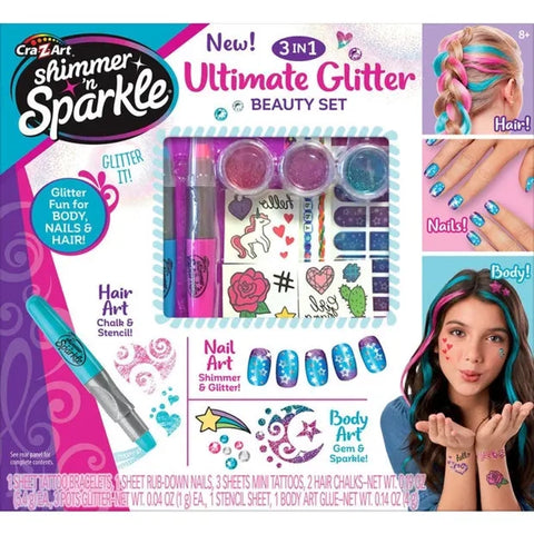 Shimmer 'n Sparkle 3-in-1 Ultimate Glitter Beauty Set