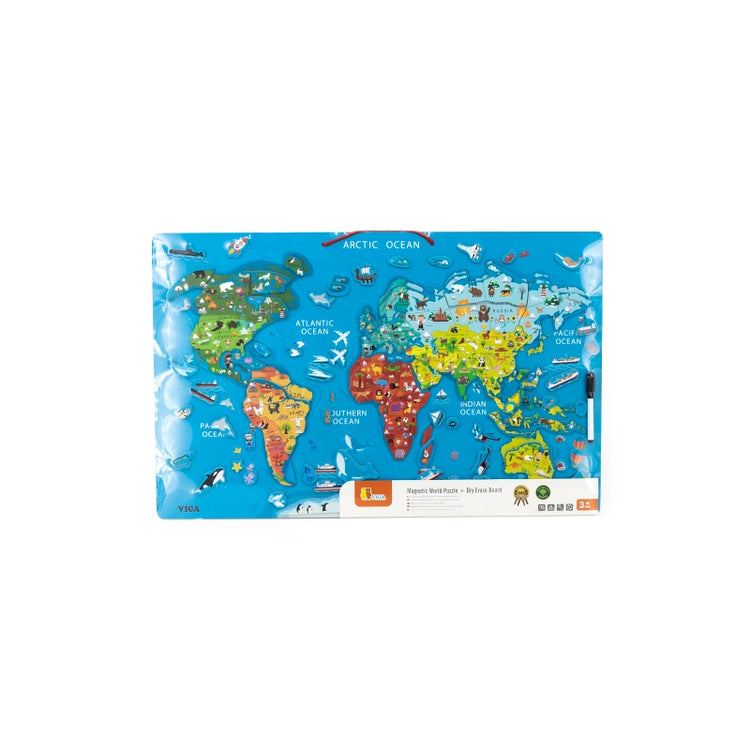 Magnetic World Puzzle + Dry Erase Board