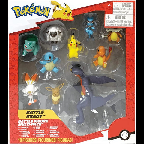 Pokemon Battle Figure Multipack 10 Figures 2-Inch (Pikachu, Squirtle, Bulbasaur, Charmander, Eevee, Cubone, Riolu, Wooloo, and Scorbunny)
