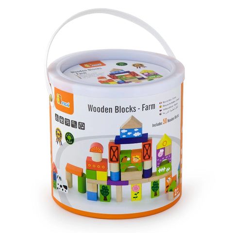 Wooden Blocks Set (Farm)- 50 Pcs