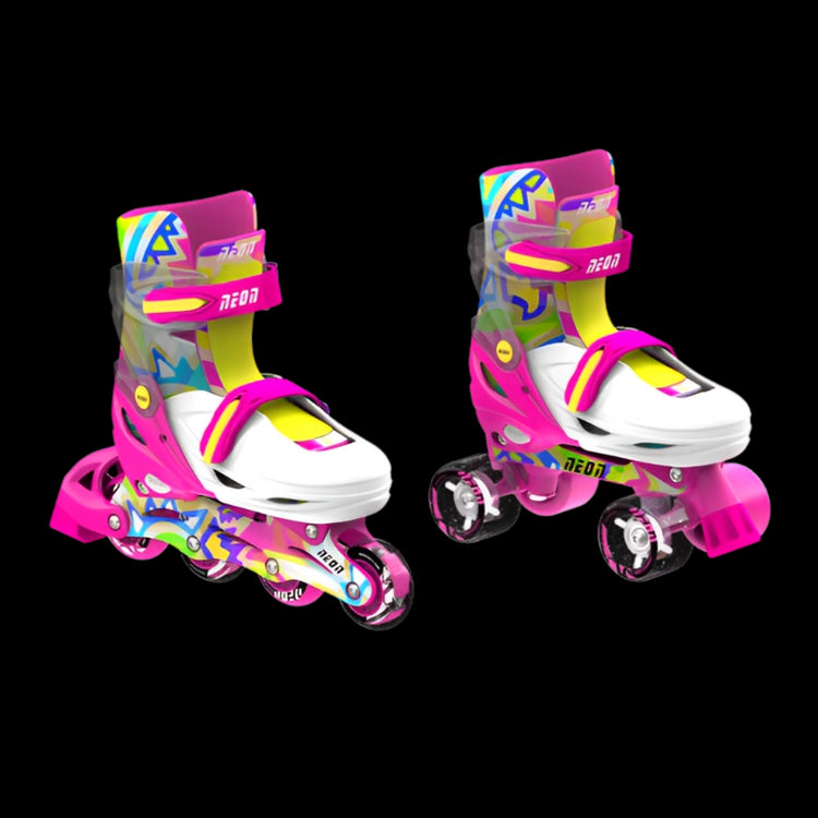 Neon Combo Skates 2-in-1 (Size 3-6)- Pink/Yellow