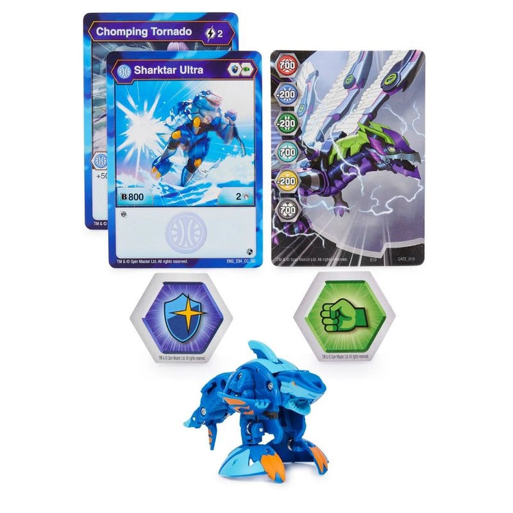 Bakugan Ultra, Sharktar, 3-Inch Tall Geogan Rising Collectible Action Figure And Trading Card