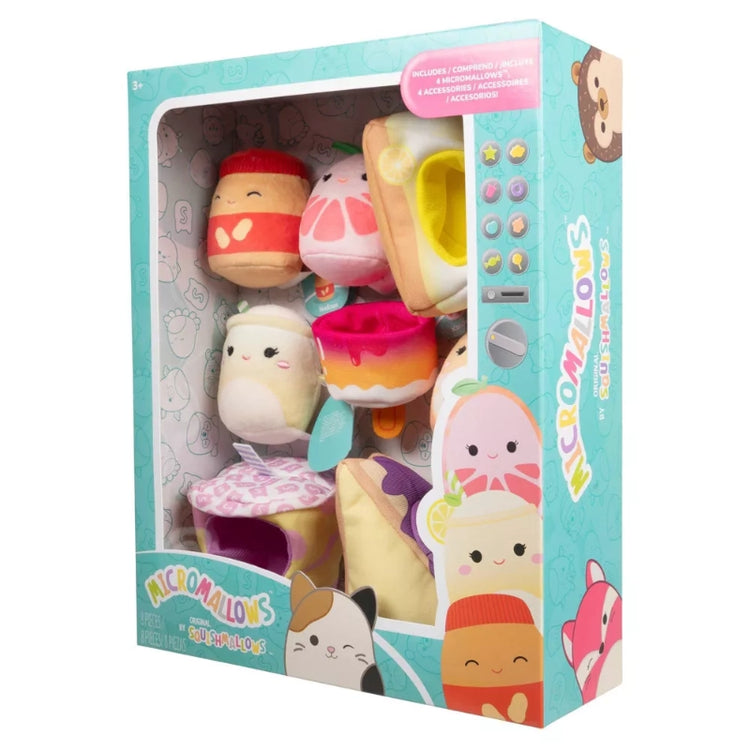 Micromallows 2.5" Squishmallows Snack Machine Deluxe Plush Accessory Set
