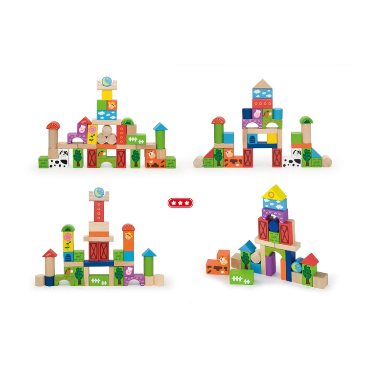 Wooden Blocks Set (Farm)- 50 Pcs