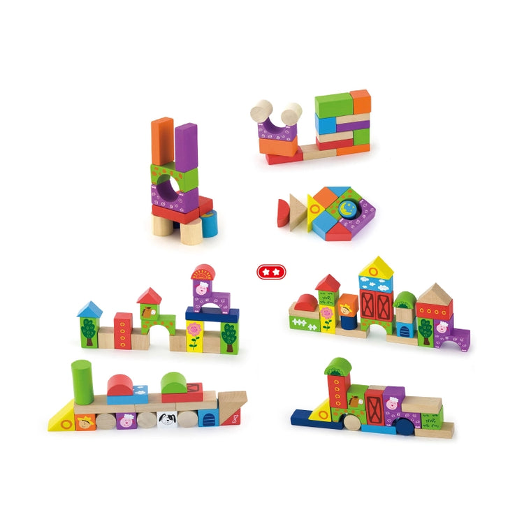 Wooden Blocks Set (Farm)- 50 Pcs