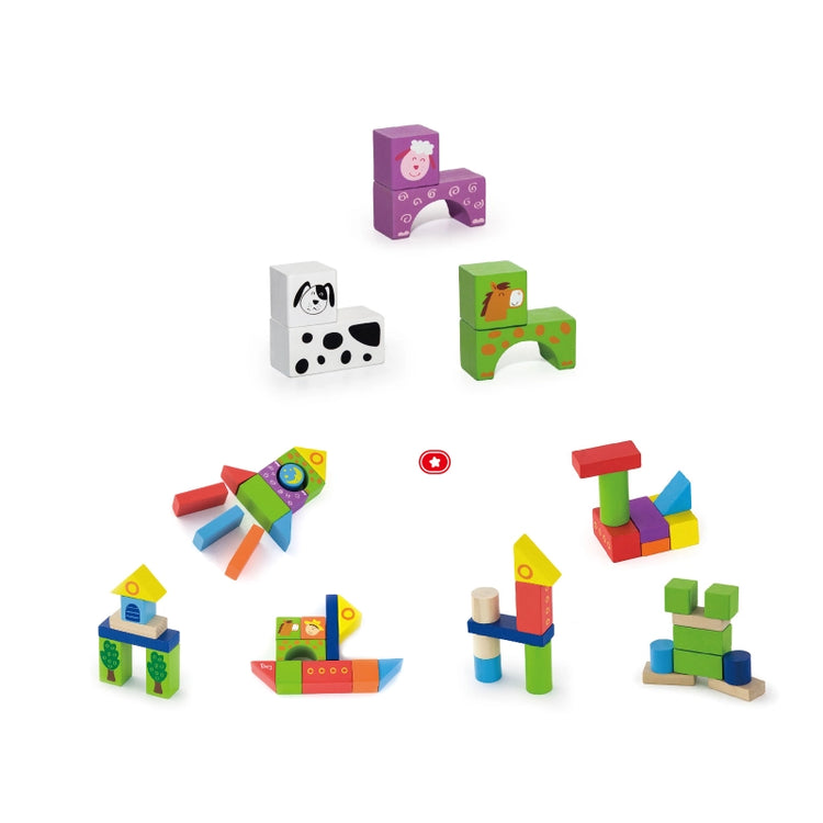 Wooden Blocks Set (Farm)- 50 Pcs
