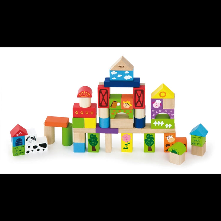 Wooden Blocks Set (Farm)- 50 Pcs