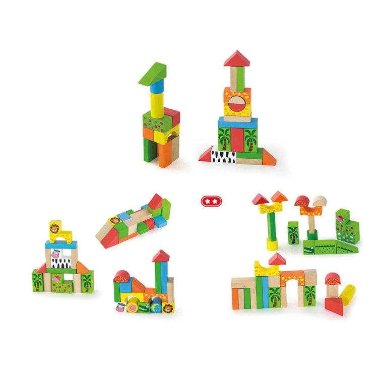 Wooden Blocks Set (Zoo)- 50 Pcs