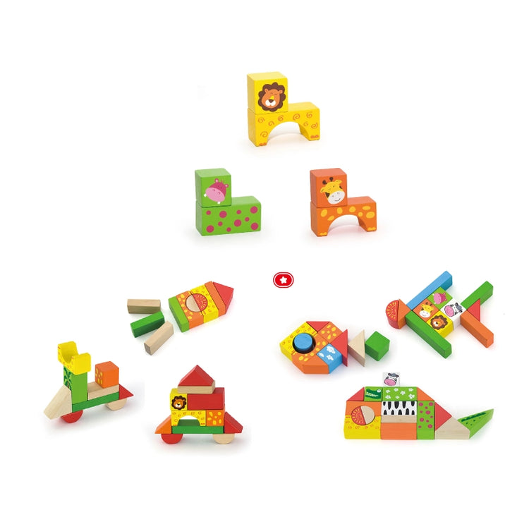 Wooden Blocks Set (Zoo)- 50 Pcs