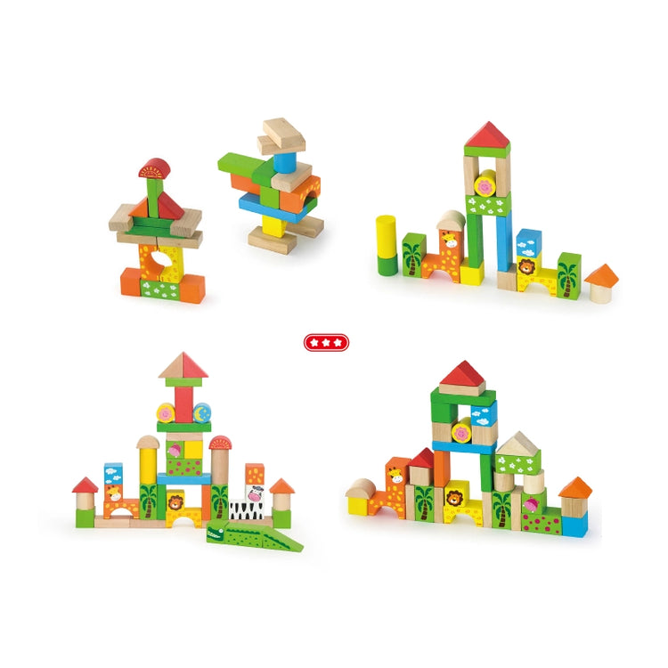 Wooden Blocks Set (Zoo)- 50 Pcs
