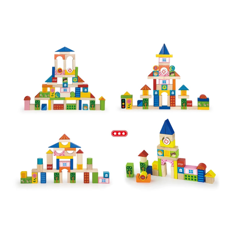 Wooden Blocks Set (City)- 75 Pcs