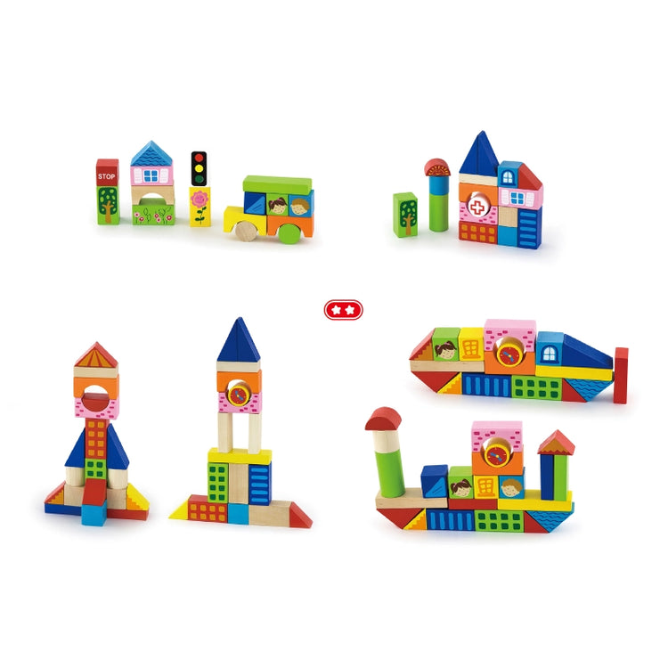 Wooden Blocks Set (City)- 75 Pcs