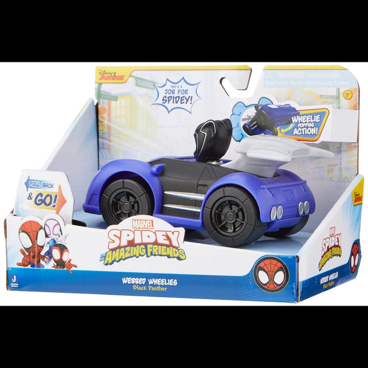 Spidey Amazing Friends- Pull Back Vehicle (Webbed Wheelies) (Black Panther)