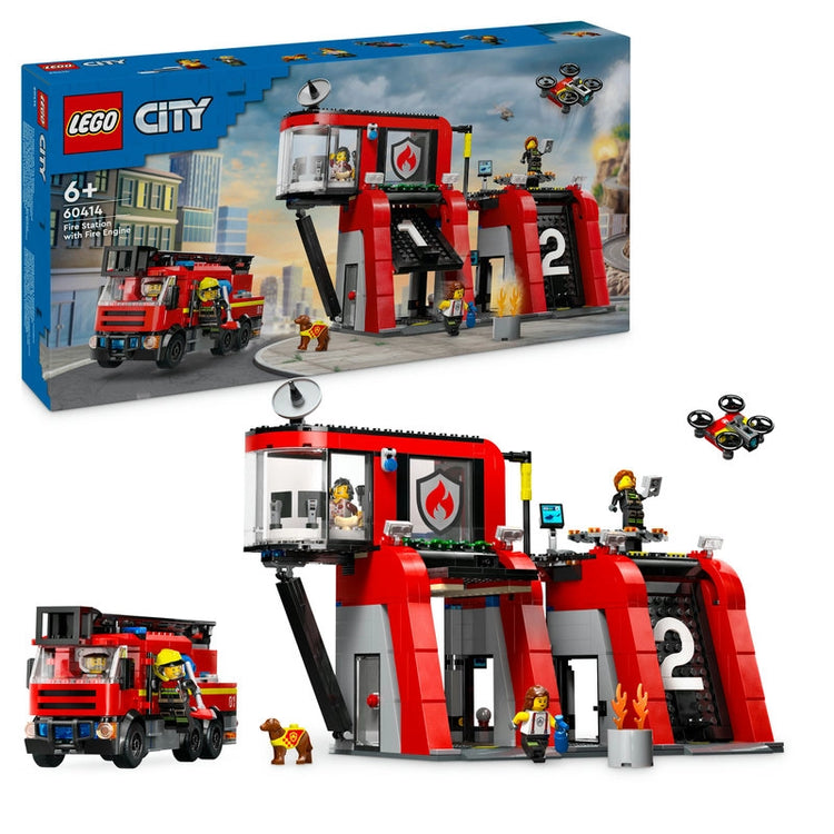 Fire Station with Fire Truck- 843 Pcs