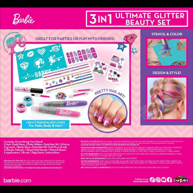 Barbie 3 in 1 Ultimate Glitter Beauty Set