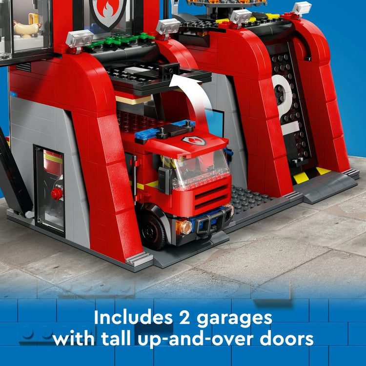 Fire Station with Fire Truck- 843 Pcs