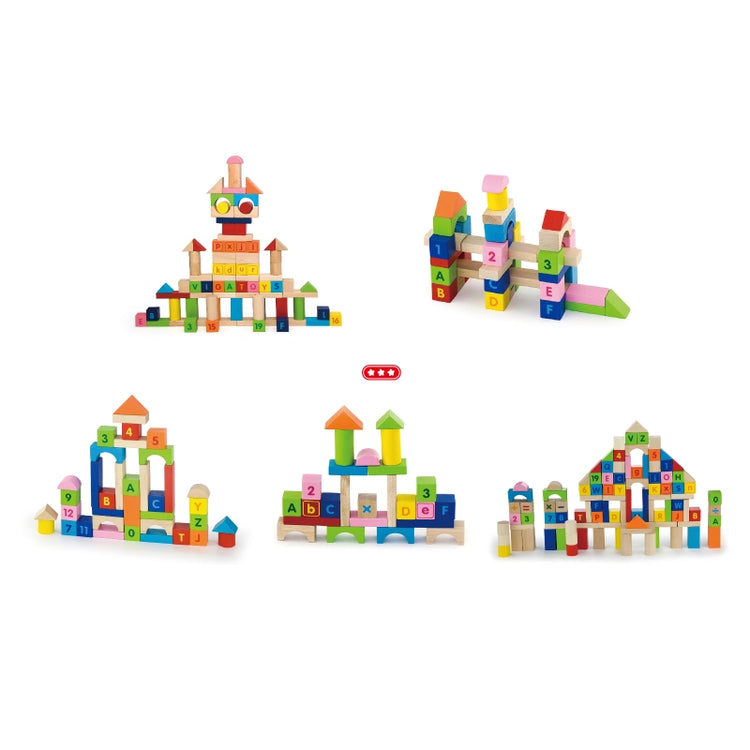 Wooden Blocks Set (City Alphabets & Numbers)- 100 Pcs