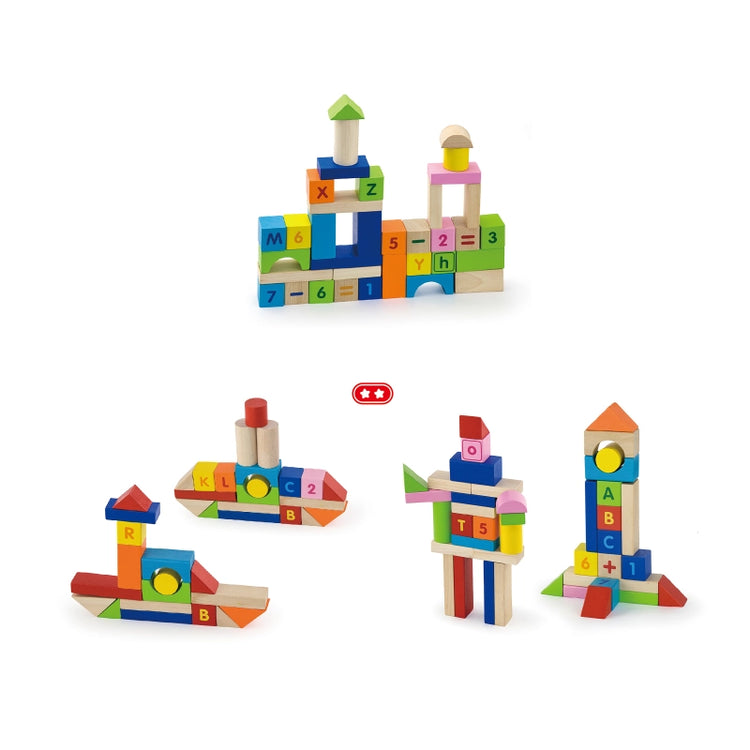 Wooden Blocks Set (City Alphabets & Numbers)- 100 Pcs