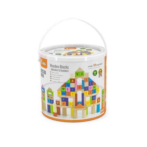 Wooden Blocks Set (City Alphabets & Numbers)- 100 Pcs