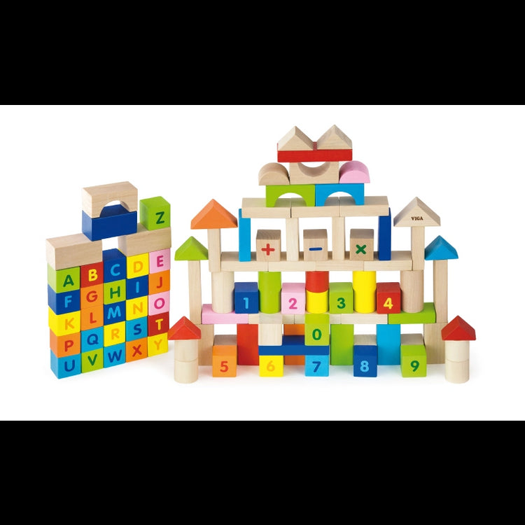 Wooden Blocks Set (City Alphabets & Numbers)- 100 Pcs