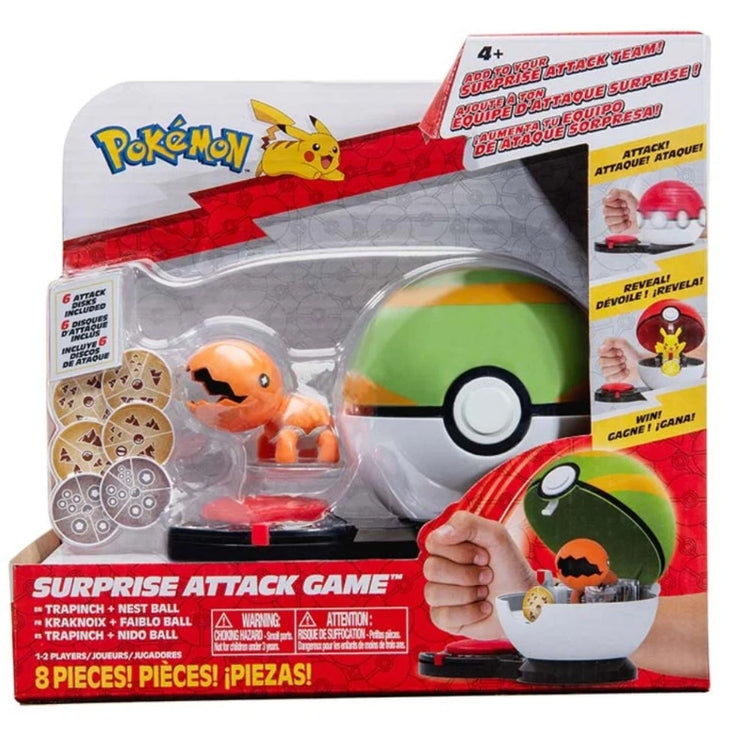 Pokemon Surprise Attack Poke Ball Battle Game Single Pack- Trapinch with Nest Ball