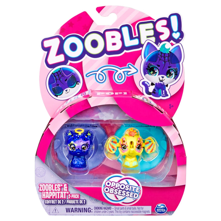 Zoobles, Starlight Llama And Sunshine Elephant 2-Pack Transforming Collectible Figures And Happitat Accessorie
