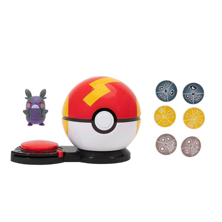 Pokemon Surprise Attack Poke Ball Battle Game Single Pack- Morpeko (Hangry-Mode) with Fast Ball
