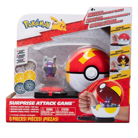 Pokemon Surprise Attack Poke Ball Battle Game Single Pack- Morpeko (Hangry-Mode) with Fast Ball