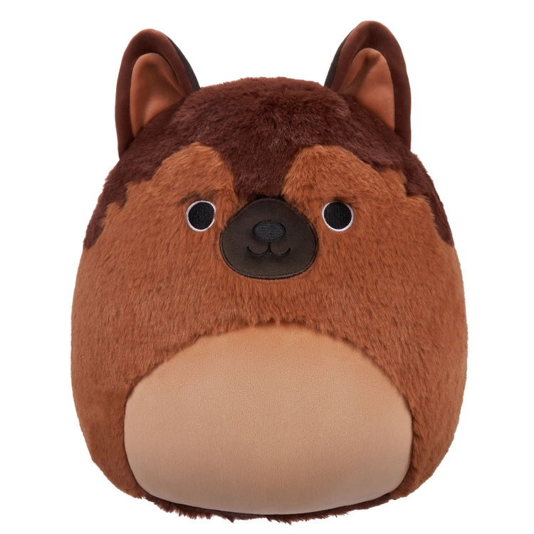 Squishmallows- Medium Plush 12" Fuzzamallows Mario the Brown German Shepard