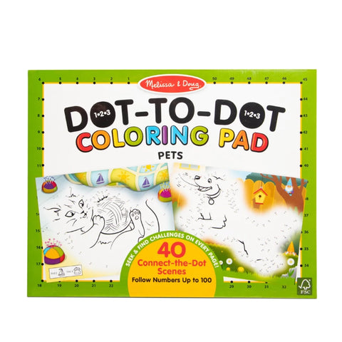 123 Dot-to-Dot Coloring Pad- Pets