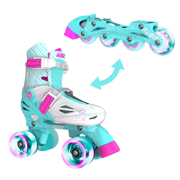 Neon Combo Skates 2-in-1 (Size 3-6)- Teal