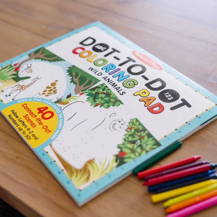 ABC 123 Dot-to-Dot Coloring Pad– Wild Animals