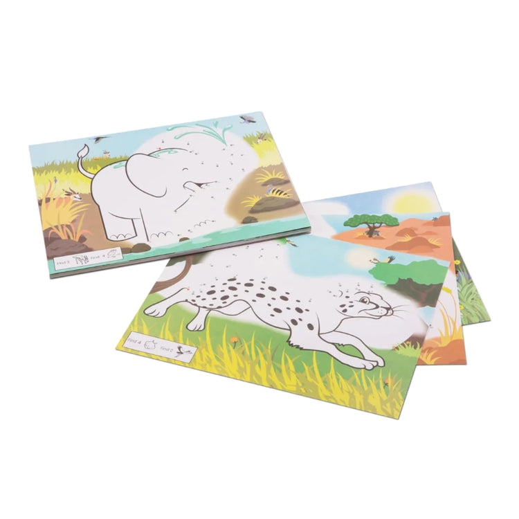 ABC 123 Dot-to-Dot Coloring Pad– Wild Animals