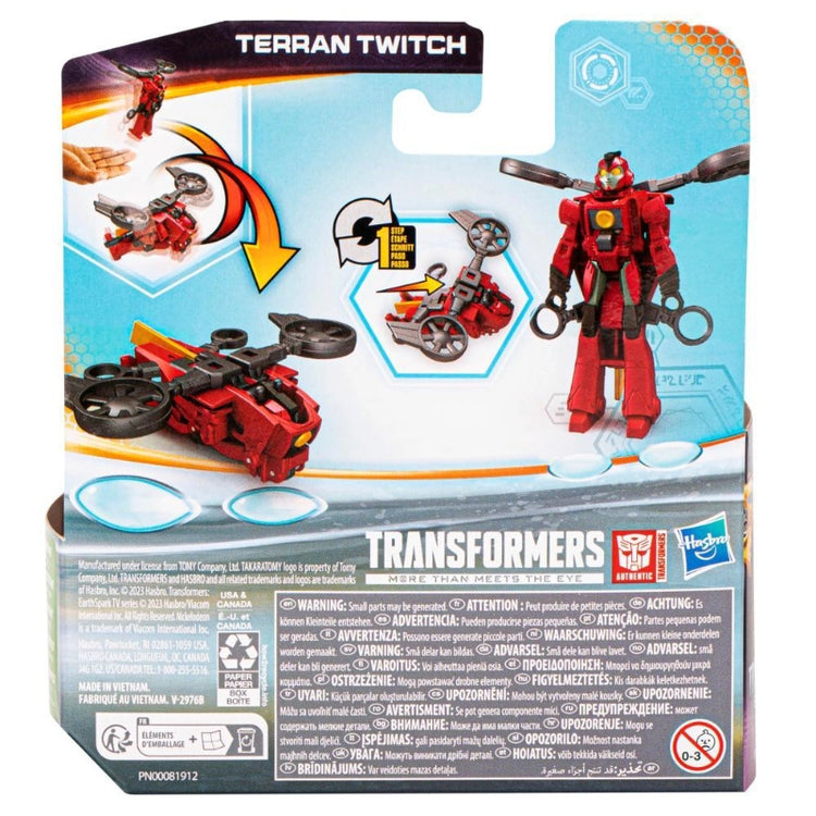 Transformers Toys EarthSpark 1-Step Flip Changer Terran Twitch Action Figure