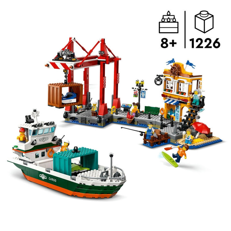 Seaside Harbor with Cargo Ship - 1226 Pcs