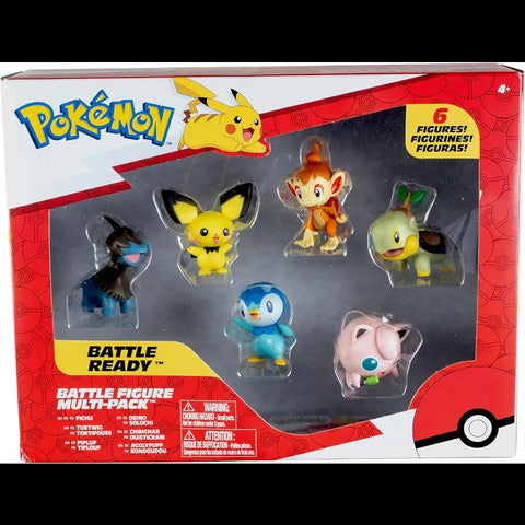 Pokemon Battle Figure Multipack 6 Figures 2-Inch (Pikachu, Deino, Jigglypuff, Turtwig, Piplup, and Chimchar)