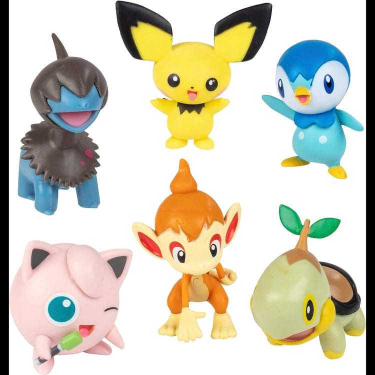 Pokemon Battle Figure Multipack 6 Figures 2-Inch (Pikachu, Deino, Jigglypuff, Turtwig, Piplup, and Chimchar)
