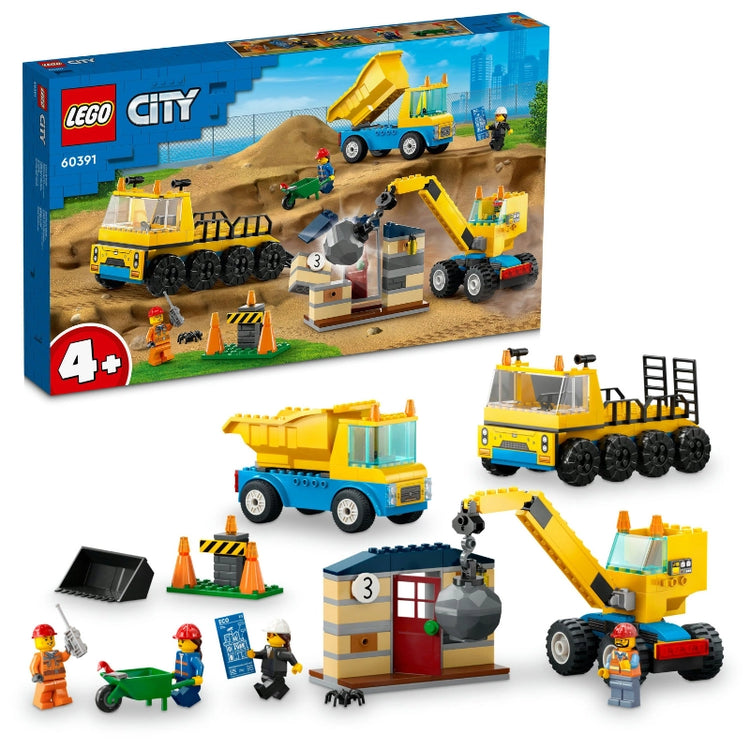 Construction Trucks and Wrecking Ball Crane- 235 Pcs