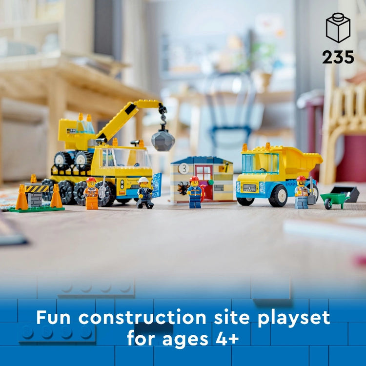 Construction Trucks and Wrecking Ball Crane- 235 Pcs