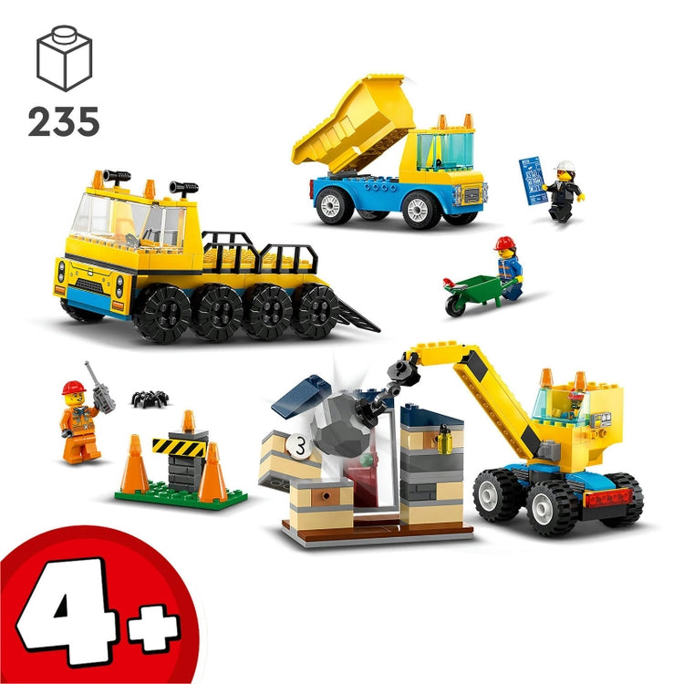 Construction Trucks and Wrecking Ball Crane- 235 Pcs
