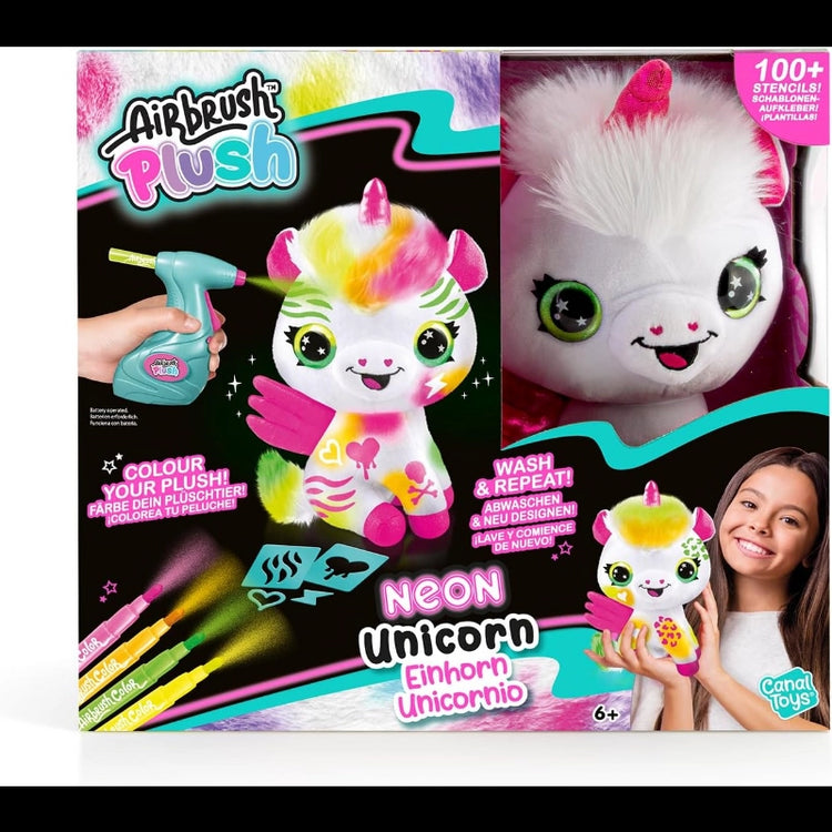 Airbrush Plush- Neon Unicorn