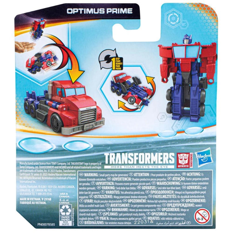Transformers Toys EarthSpark 1-Step Flip Changer Optimus Prime Action Figure