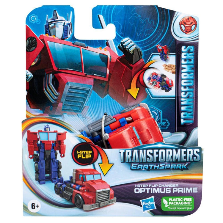 Transformers Toys EarthSpark 1-Step Flip Changer Optimus Prime Action Figure