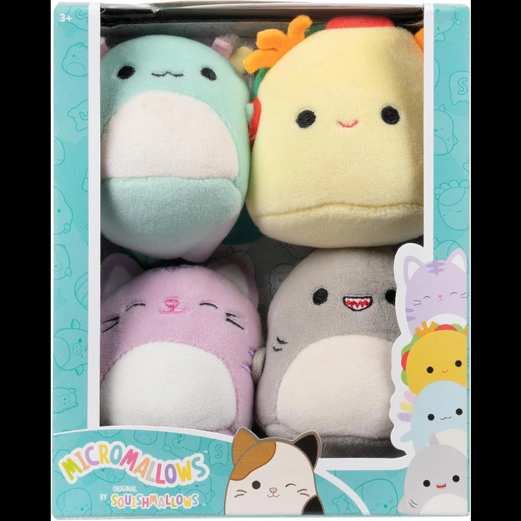 Micromallows 2.5" 4-Pack- Gordon Shark, Tex Taco, Tabitha Cat, Irina Axolotl