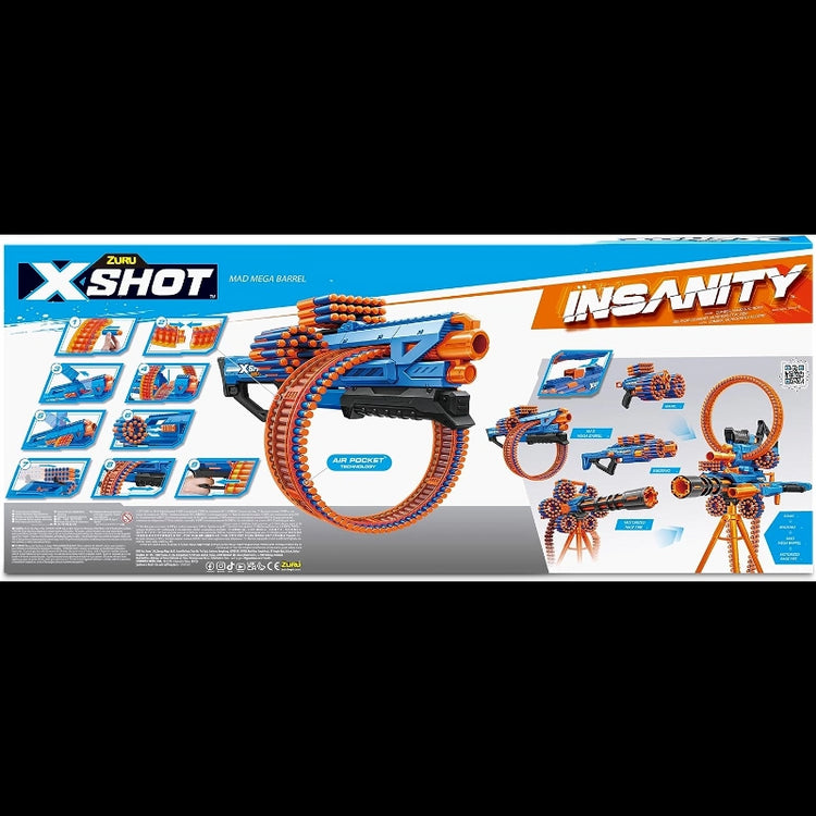 X-Shot Insanity Mad Mega Barrel Blaster (Open Box) (72 Darts)