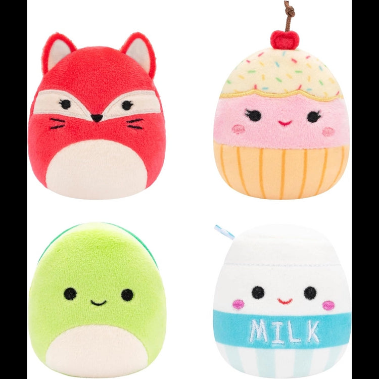 Micromallows 2.5" 4-Pack- Clara Cupcake, Fifi Fox, Henry Turtle, Melly Milk Carton