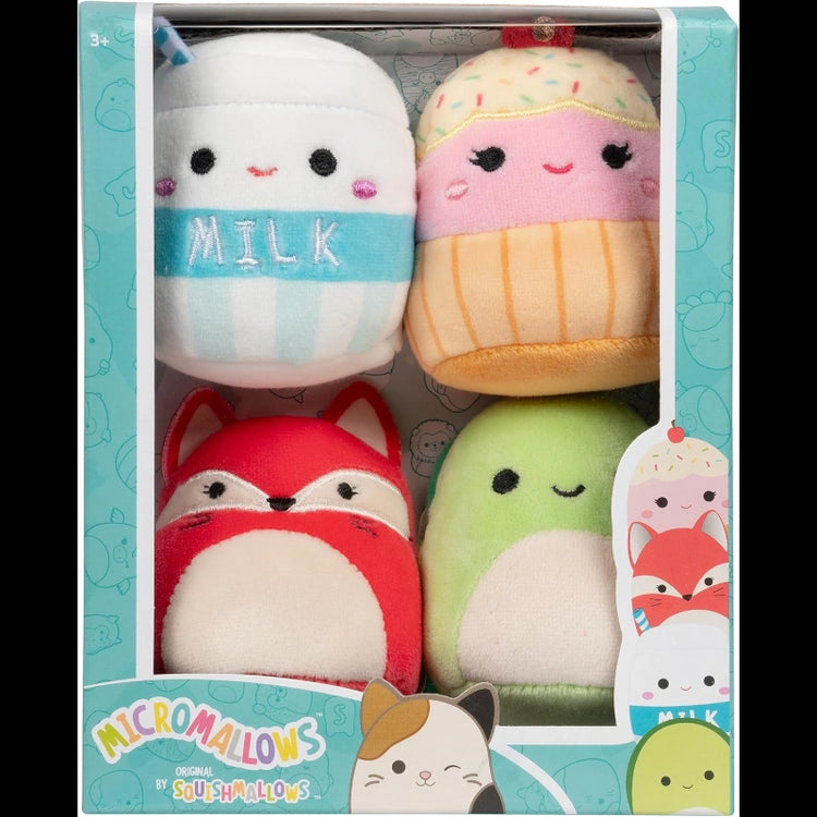 Micromallows 2.5" 4-Pack- Clara Cupcake, Fifi Fox, Henry Turtle, Melly Milk Carton