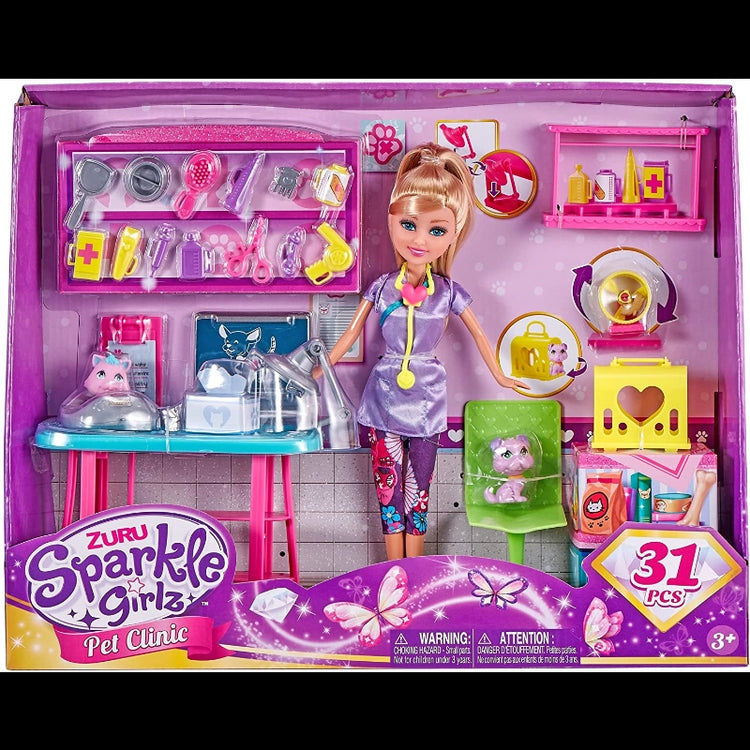 Sparkle Girlz Pet Clinic Doll Set- 31 Pcs