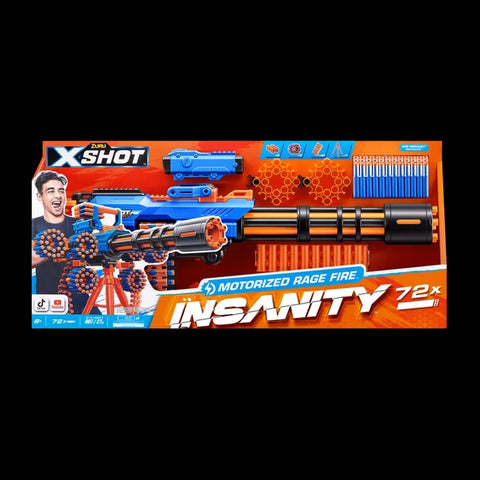 X-Shot Insanity Motorized Rage Fire Gatling Blaster with Tripod